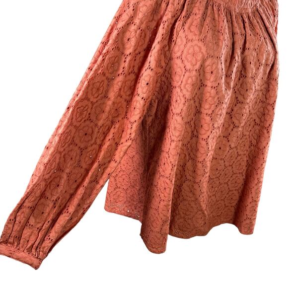 Roller Rabbit Glyn Eyelet Long Sleeve Cotton Blouse Boho Peasant Cottagecore | M - Picture 8 of 13